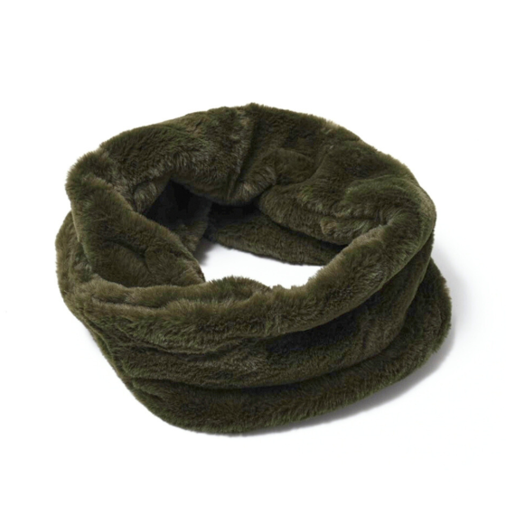 Olive green faux fur snood