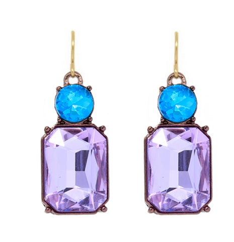 Lilac and blue crystal earrings