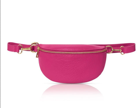 Pink leather crossbody/ bum bag