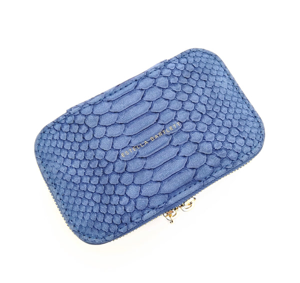 Navy snake skin print jewellery box