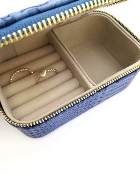 Navy snake skin print jewellery box
