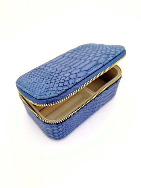 Navy snake skin print jewellery box