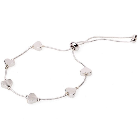 Silver heart adjustable bracelet