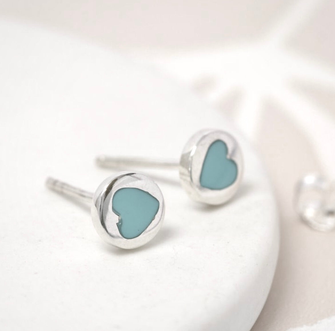 Turquoise heart Sterling silver earrings