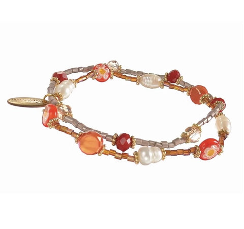 Red Millefiori bead bracelet