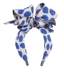 Blue spotty bow hairband