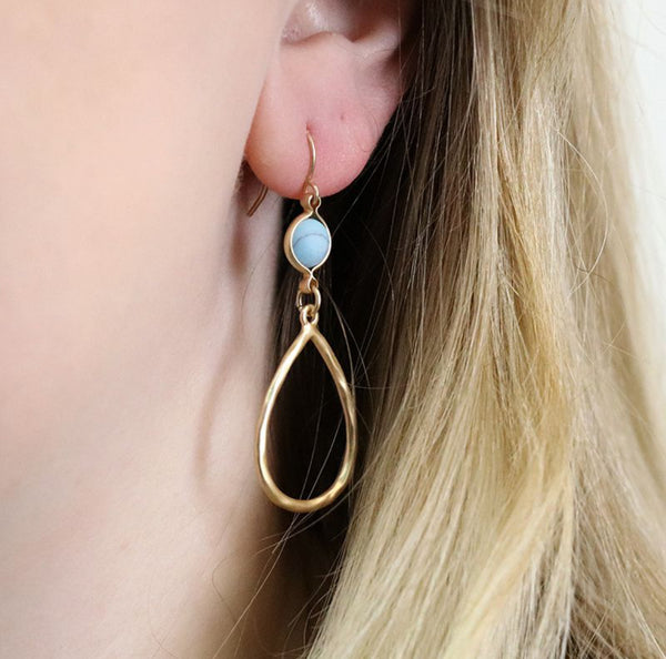 Gold and turquoise drop earring