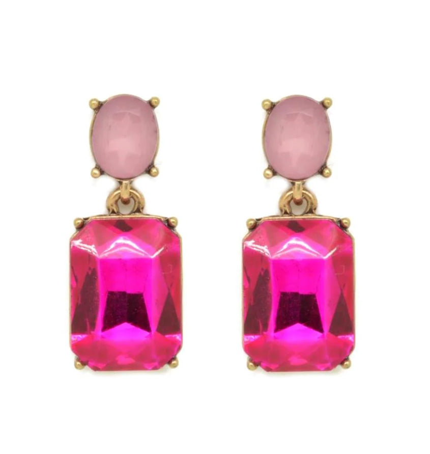 Hot pink gem earrings