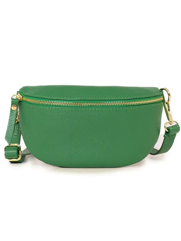 Green leather bum bag