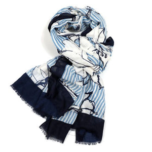 Blue and white striped scarf