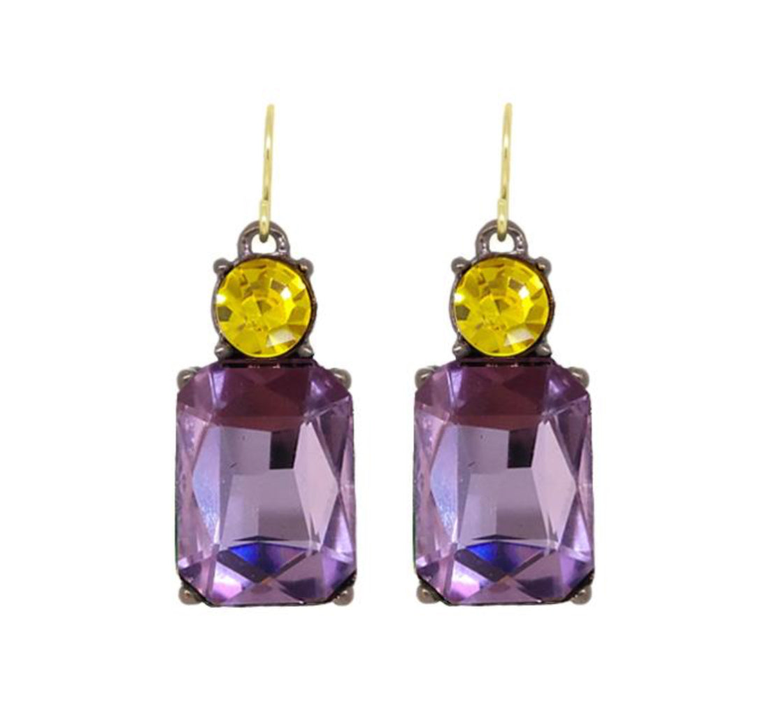 Lilac and lemon gem earrings