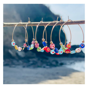 Multi coloured Murano glass hoops