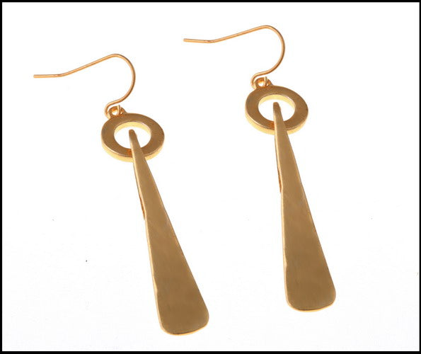 Gold long drop earrings