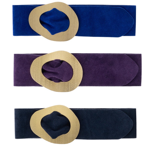 Suede belt with gold buckle