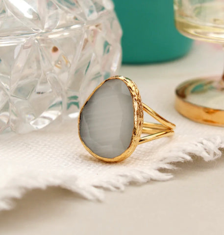 White stone cocktail ring