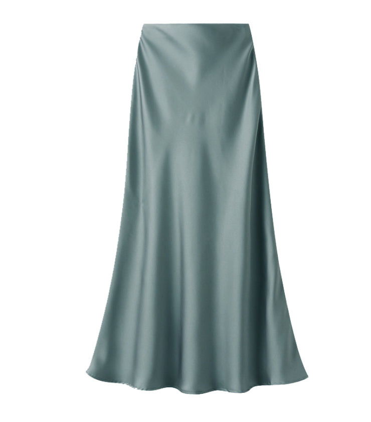 Duck egg blue satin skirt