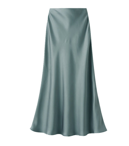 Duck egg blue satin skirt