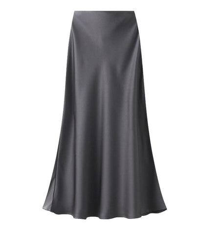 Gunmetal grey satin skirt