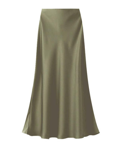 Soft khaki satin skirt