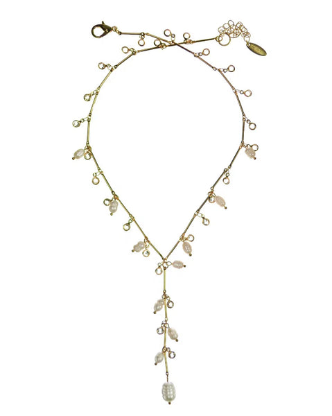 Pearl droplet lariat necklace