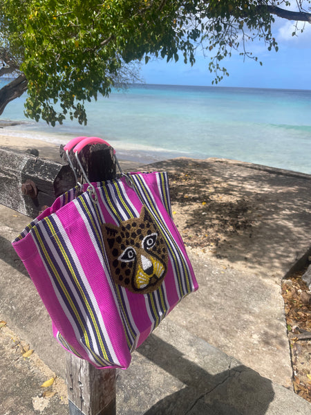 Striped tiger tote bag