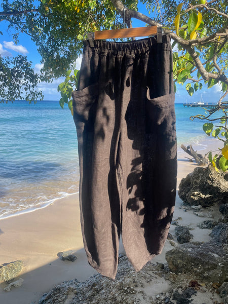 Linen barrel trousers