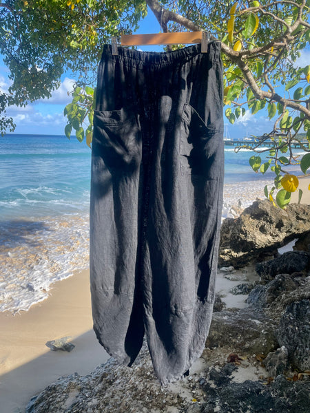 Linen barrel trousers