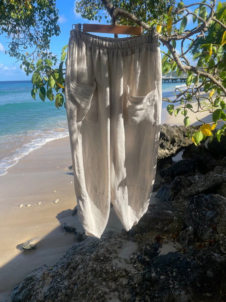 Linen barrel trousers