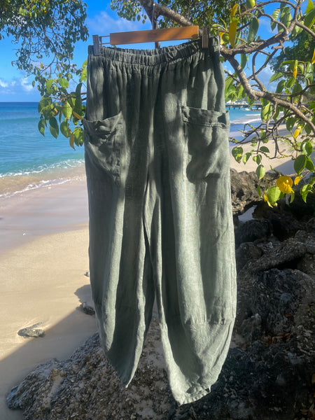 Linen barrel trousers