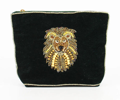 Beaded lion purse