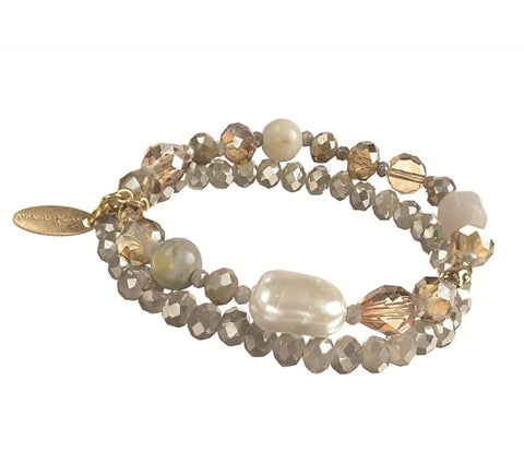 Grey bead and pearl bracelet