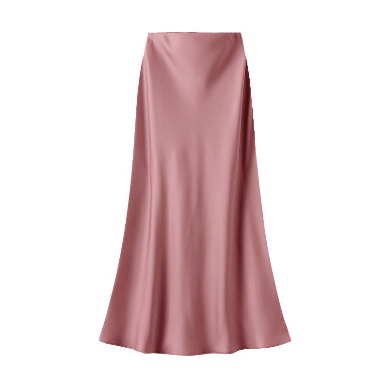Dusky pink satin skirt