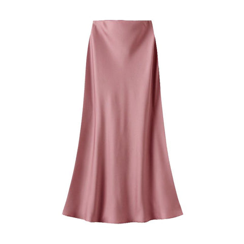 Dusky pink satin skirt