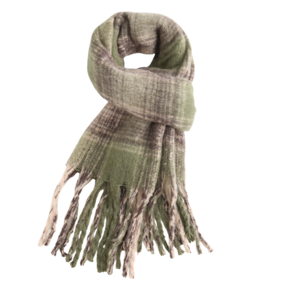 Soft green check scarf