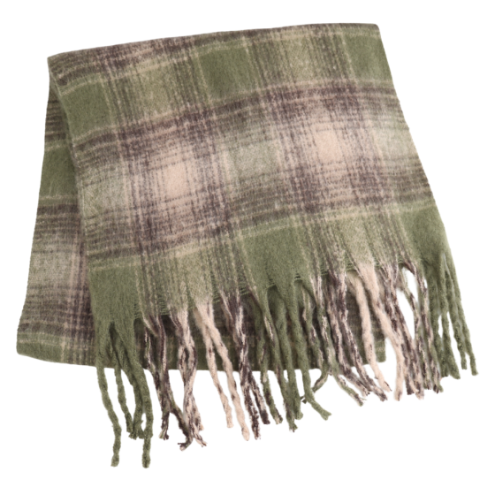 Soft green check scarf