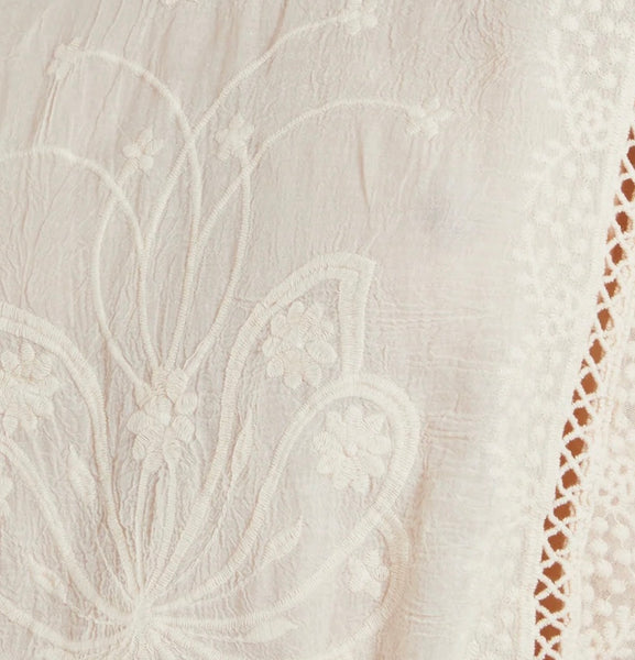 Butterfly sleeved embroidered top