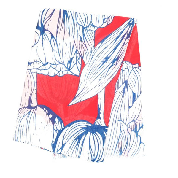 Coral red print scarf