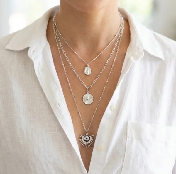 Sun burst Multi drop necklace