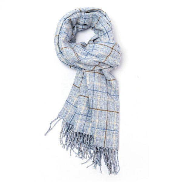 Pale blue check scarf