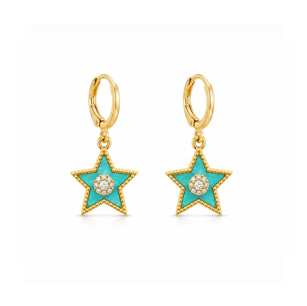 Turquoise star hoop