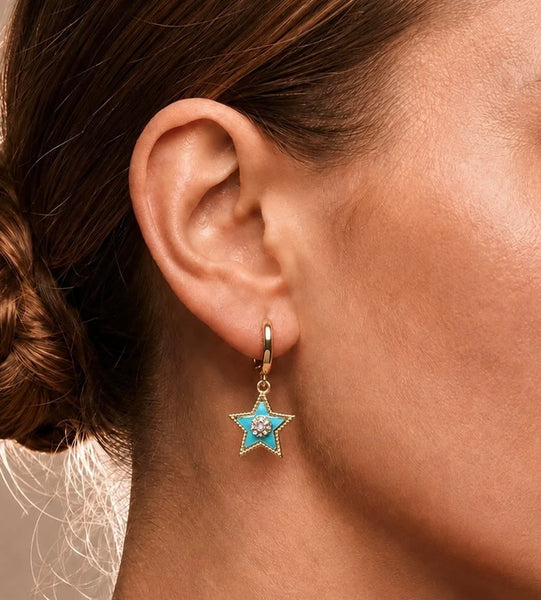 Turquoise star hoop