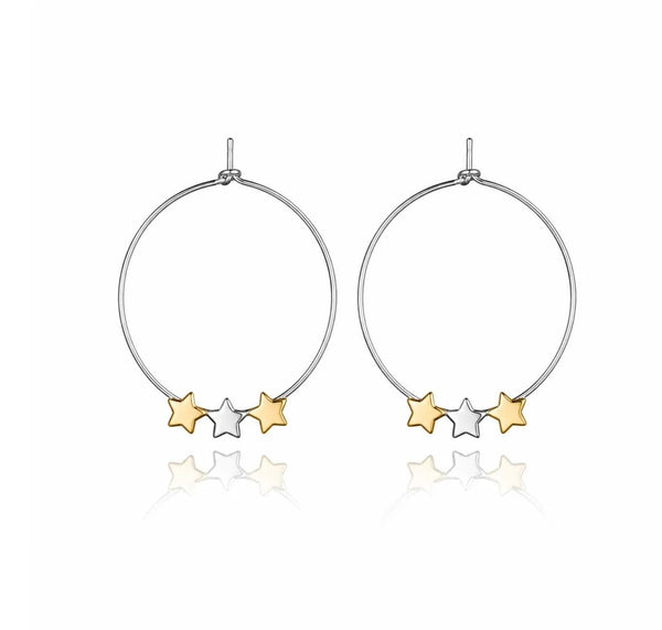 Stars on silver hoops