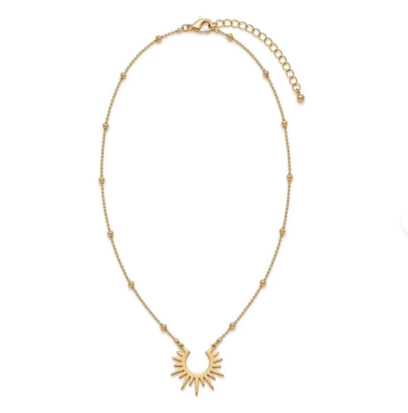 Matt gold sun burst necklace