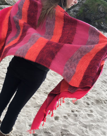 Sunset stripe shawl