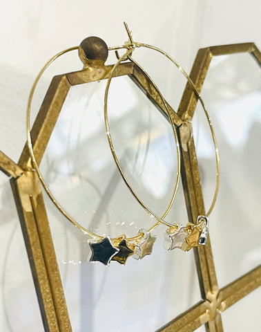 Stars on gold hoops