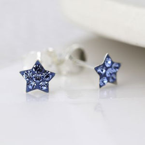 Tiny Blue crystal star studs