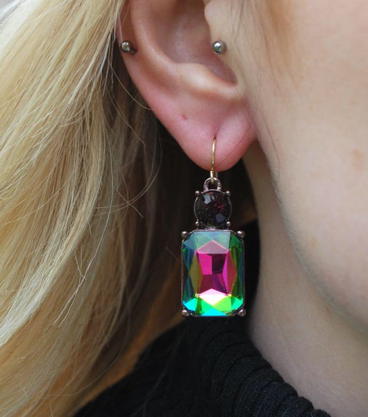 Multi coloured gem stone earring