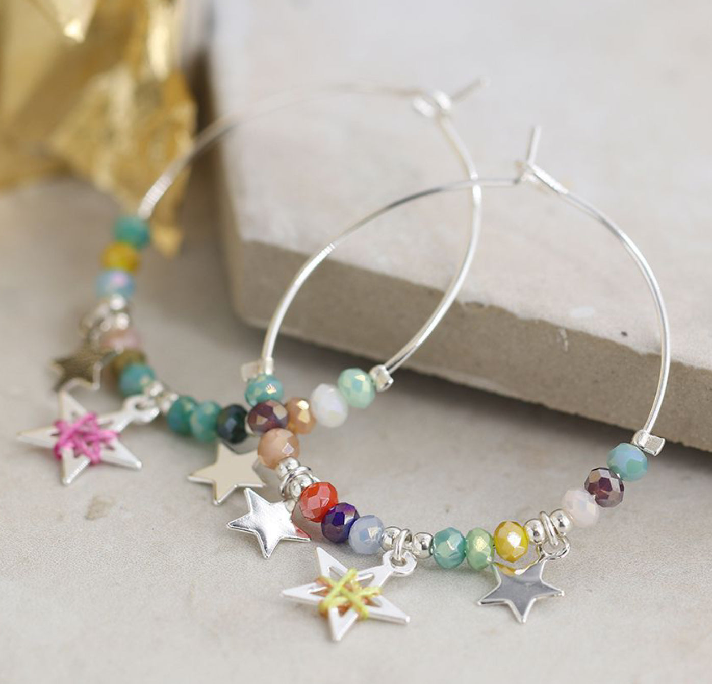 Pretty bead and star hoops
