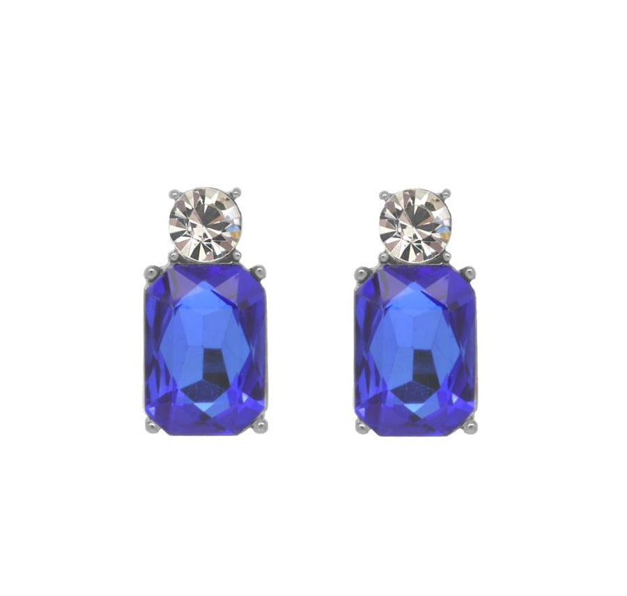 Royal blue glass crystal stud earring