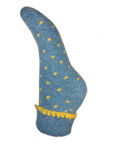 Blue spot cuffed socks